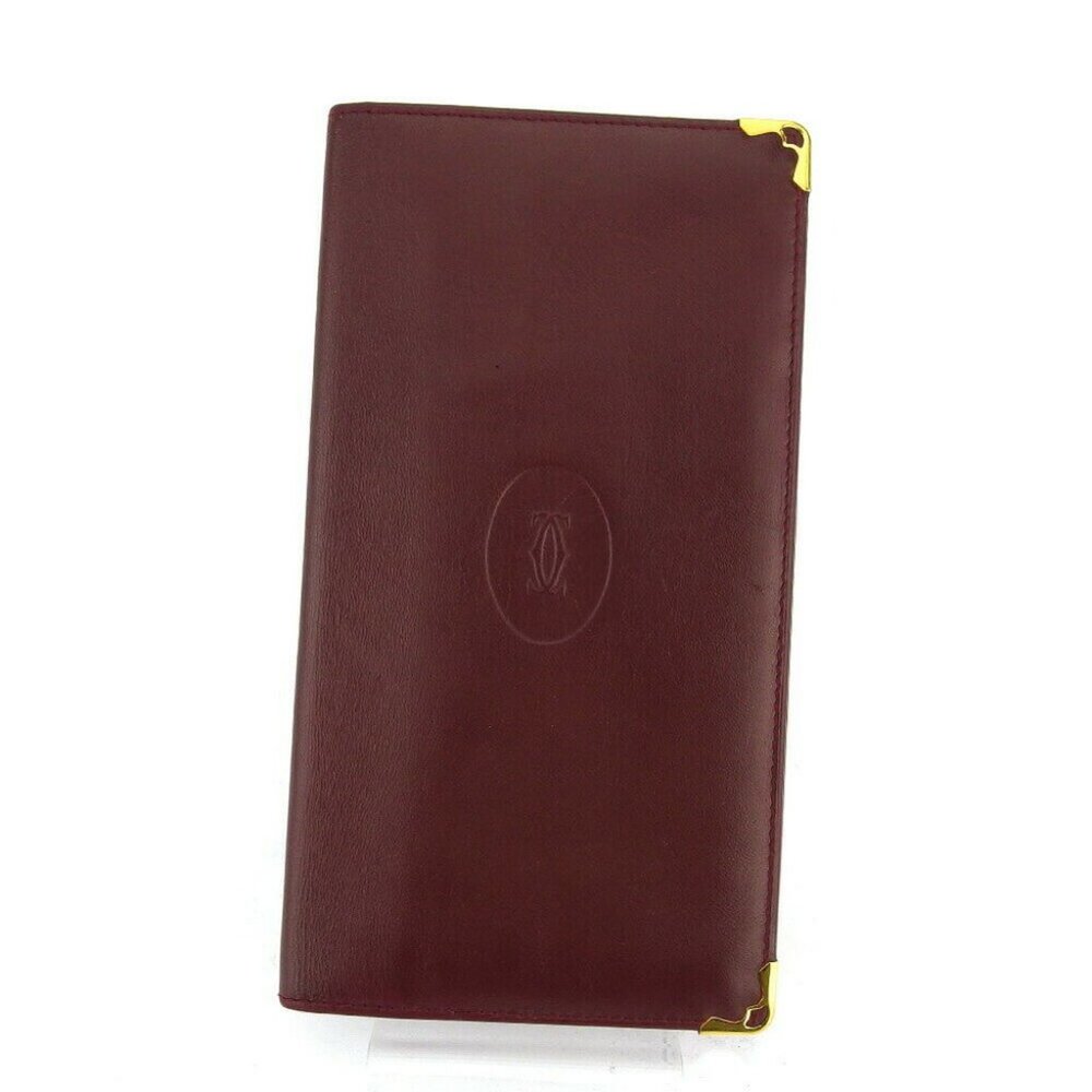 Cartier long pills masteline Bordeaux leather Auth USED F1620